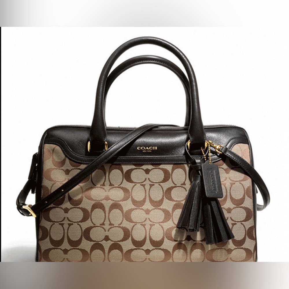 Coach Canvas & Leather Shoulder Bag-(#0163)